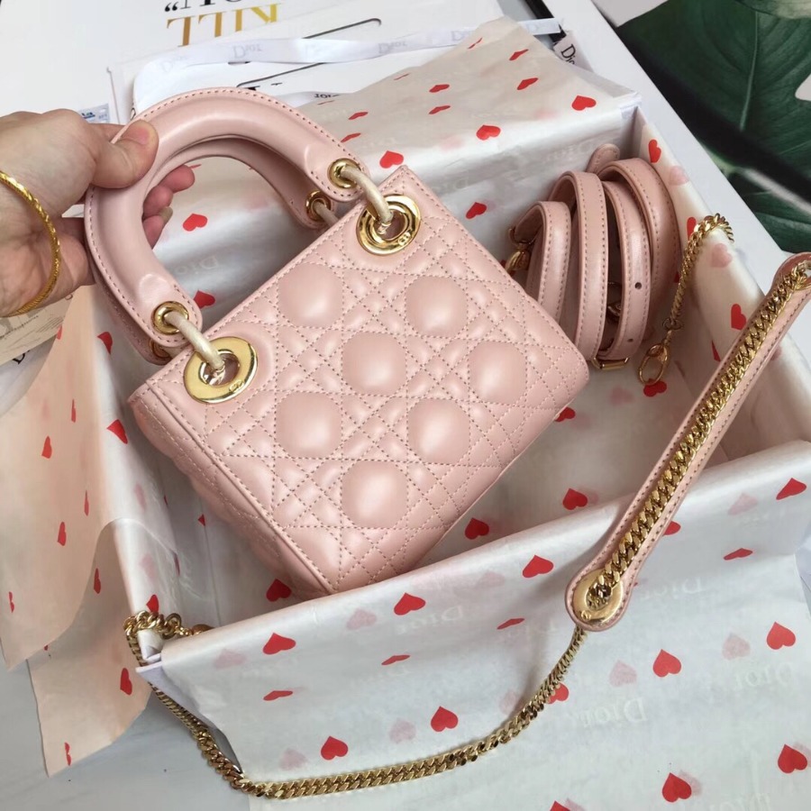 MINI LADY DIOR LAMBSKIN BAG, Strap long about 120cm, Christian Dior CD Handbags