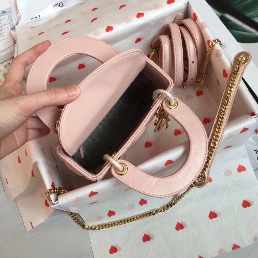 MINI LADY DIOR LAMBSKIN BAG, Strap long about 120cm, Christian Dior CD Handbags