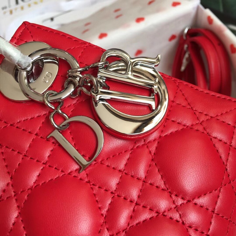 MINI LADY DIOR LAMBSKIN BAG, Strap long about 120cm, Christian Dior CD Handbags