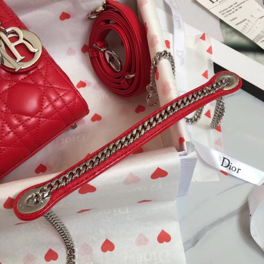 MINI LADY DIOR LAMBSKIN BAG, Strap long about 120cm, Christian Dior CD Handbags