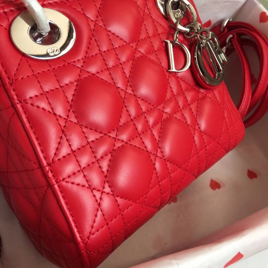 MINI LADY DIOR LAMBSKIN BAG, Strap long about 120cm, Christian Dior CD Handbags