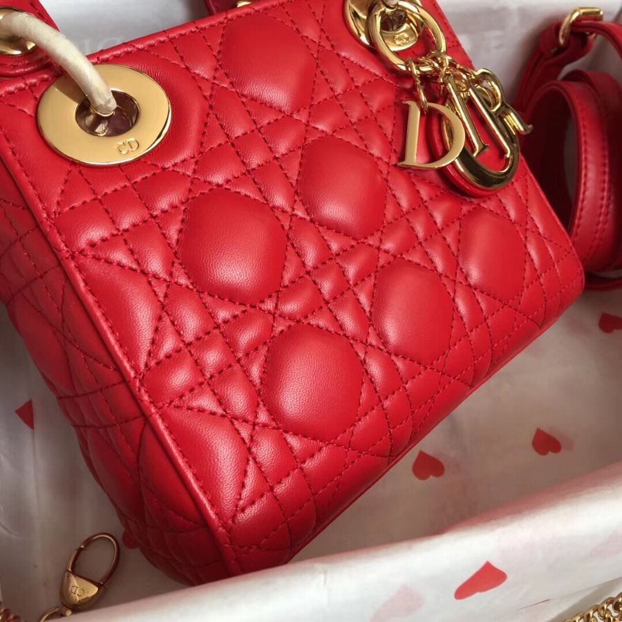 MINI LADY DIOR LAMBSKIN BAG, Strap long about 120cm, Christian Dior CD Handbags