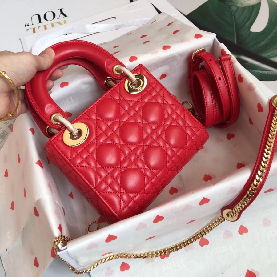 MINI LADY DIOR LAMBSKIN BAG, Strap long about 120cm, Christian Dior CD Handbags