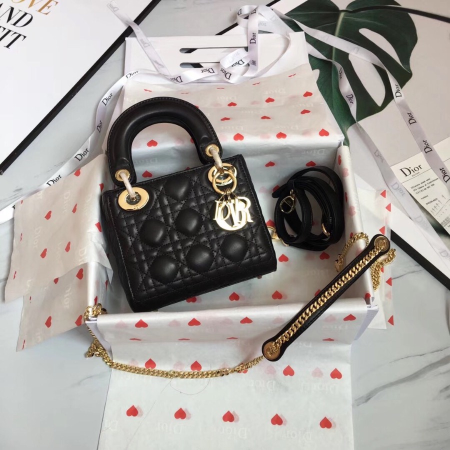 MINI LADY DIOR LAMBSKIN BAG, Strap long about 120cm, Christian Dior CD Handbags