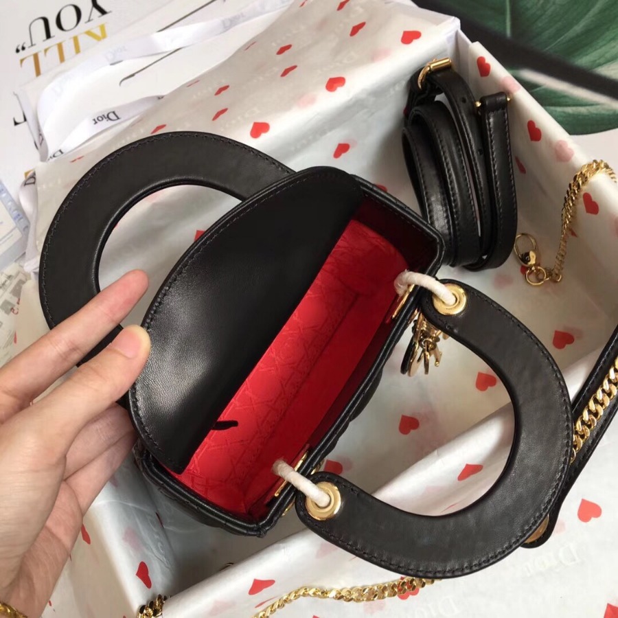 MINI LADY DIOR LAMBSKIN BAG, Strap long about 120cm, Christian Dior CD Handbags