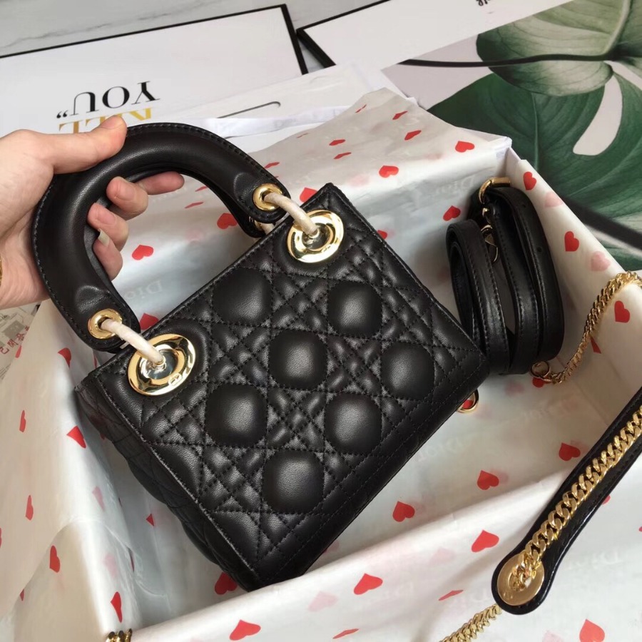 MINI LADY DIOR LAMBSKIN BAG, Strap long about 120cm, Christian Dior CD Handbags