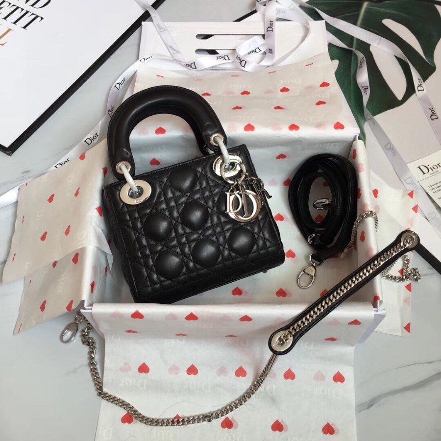 MINI LADY DIOR LAMBSKIN BAG, Strap long about 120cm, Christian Dior CD Handbags