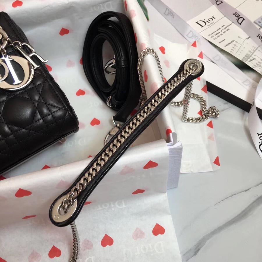 MINI LADY DIOR LAMBSKIN BAG, Strap long about 120cm, Christian Dior CD Handbags