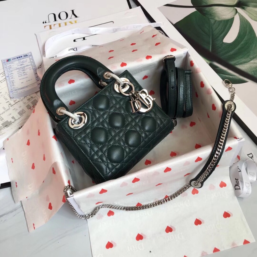 MINI LADY DIOR LAMBSKIN BAG, Strap long about 120cm, Christian Dior CD Handbags
