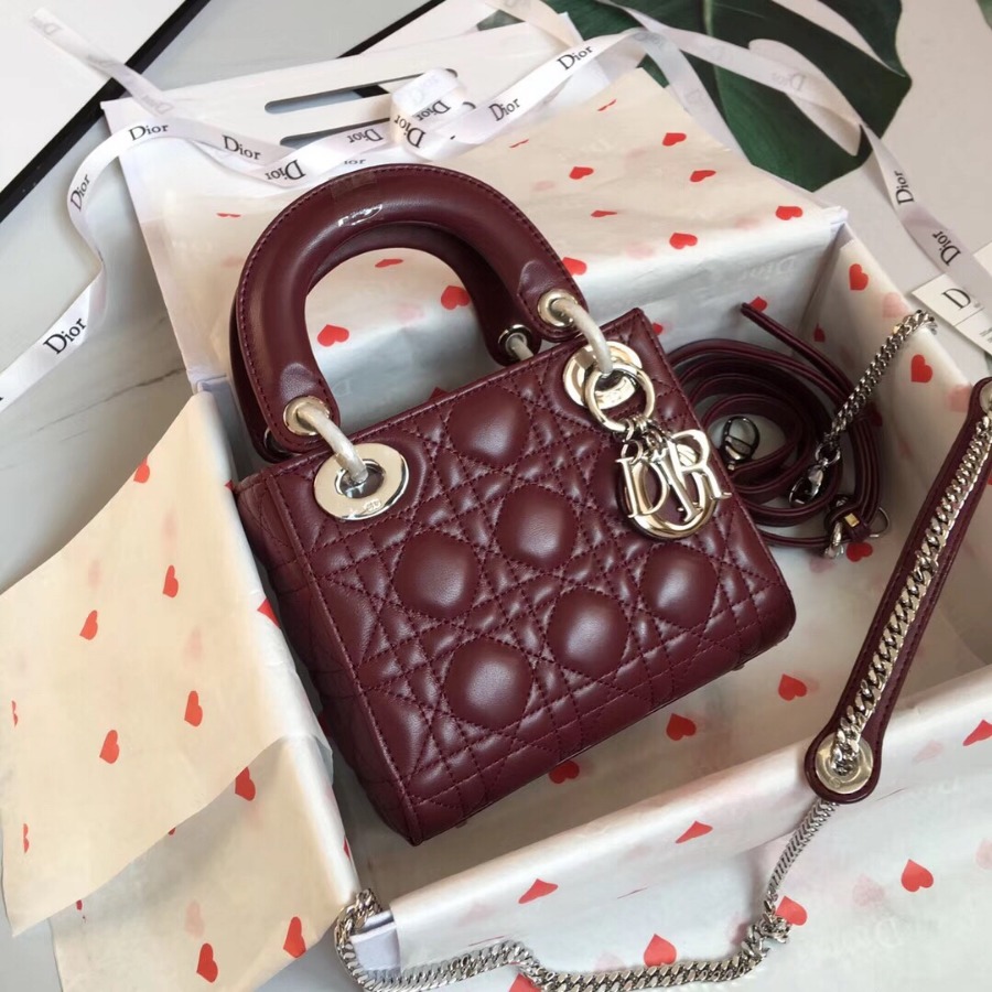 MINI LADY DIOR LAMBSKIN BAG, Strap long about 120cm, Christian Dior CD Handbags