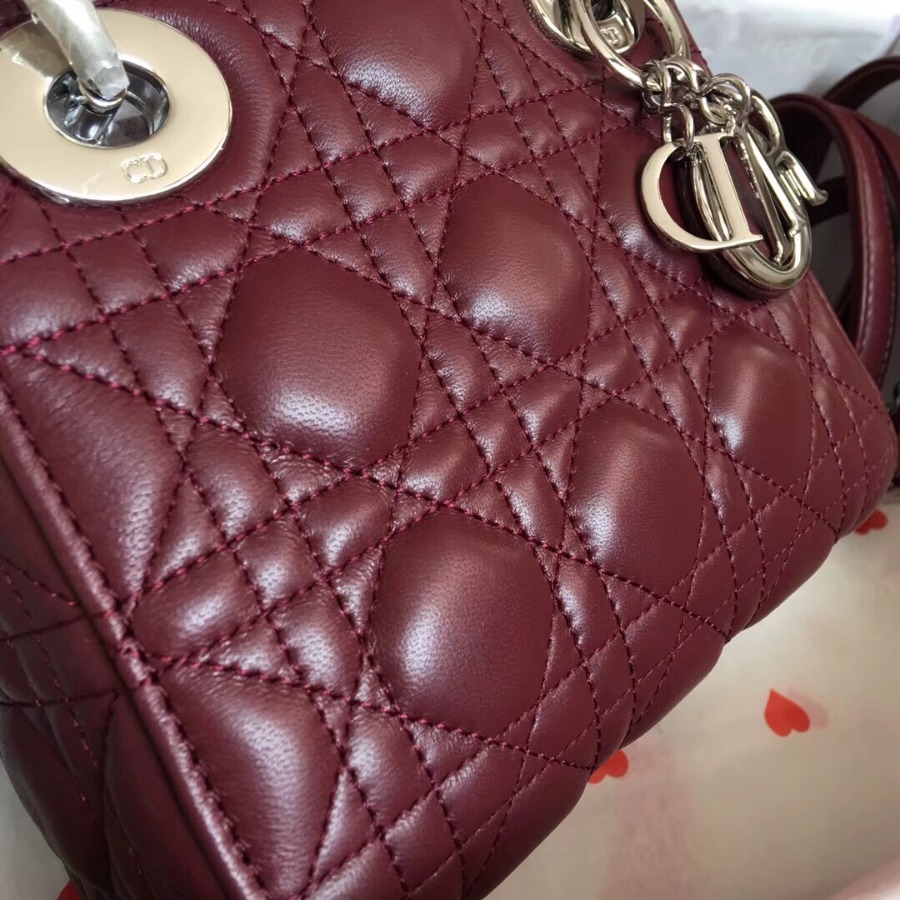 MINI LADY DIOR LAMBSKIN BAG, Strap long about 120cm, Christian Dior CD Handbags