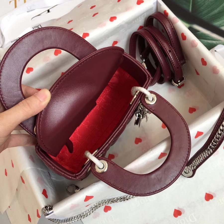 MINI LADY DIOR LAMBSKIN BAG, Strap long about 120cm, Christian Dior CD Handbags