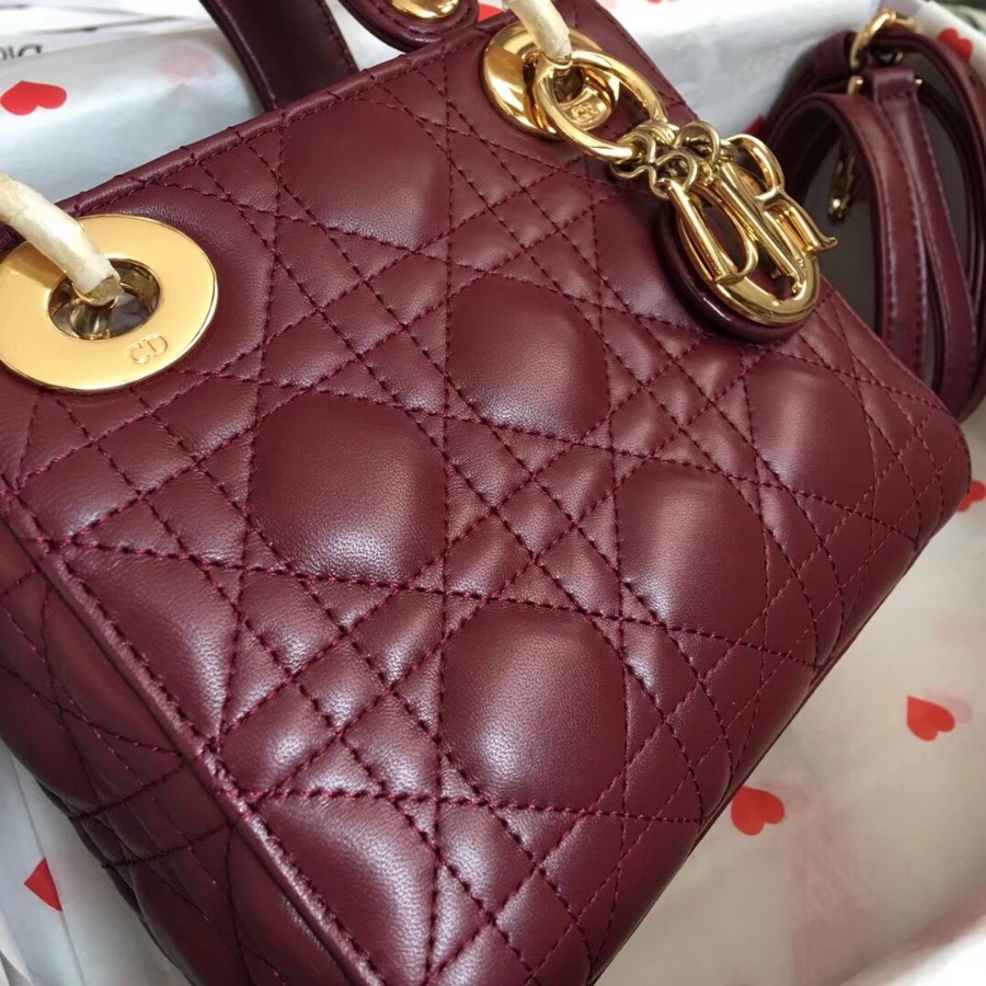 MINI LADY DIOR LAMBSKIN BAG, Strap long about 120cm, Christian Dior CD Handbags