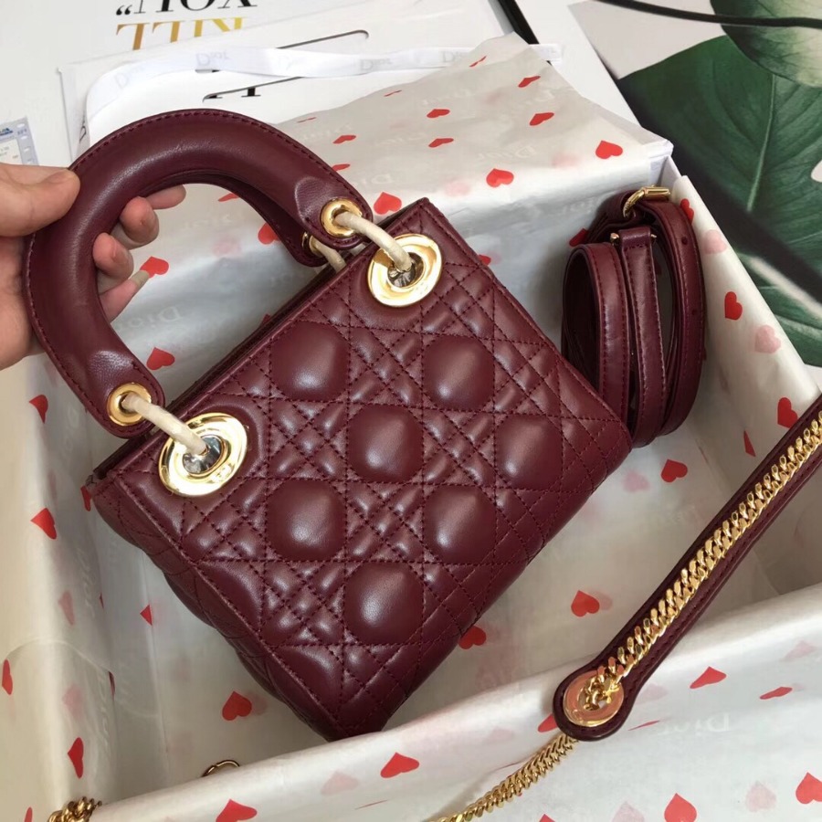 MINI LADY DIOR LAMBSKIN BAG, Strap long about 120cm, Christian Dior CD Handbags