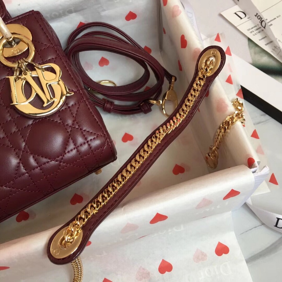 MINI LADY DIOR LAMBSKIN BAG, Strap long about 120cm, Christian Dior CD Handbags