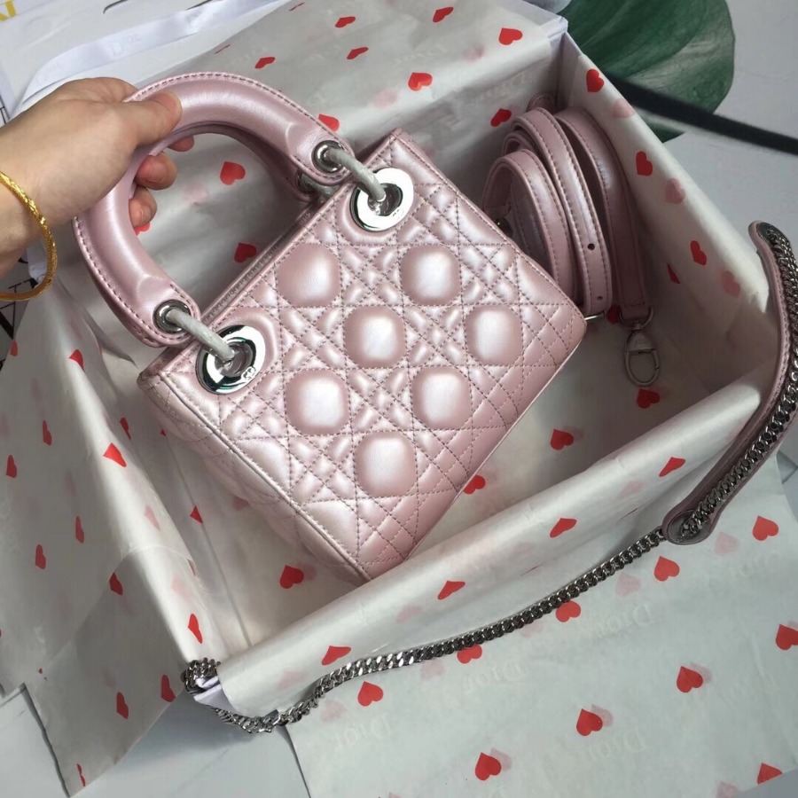 MINI LADY DIOR LAMBSKIN BAG, Strap long about 120cm, Christian Dior CD Handbags