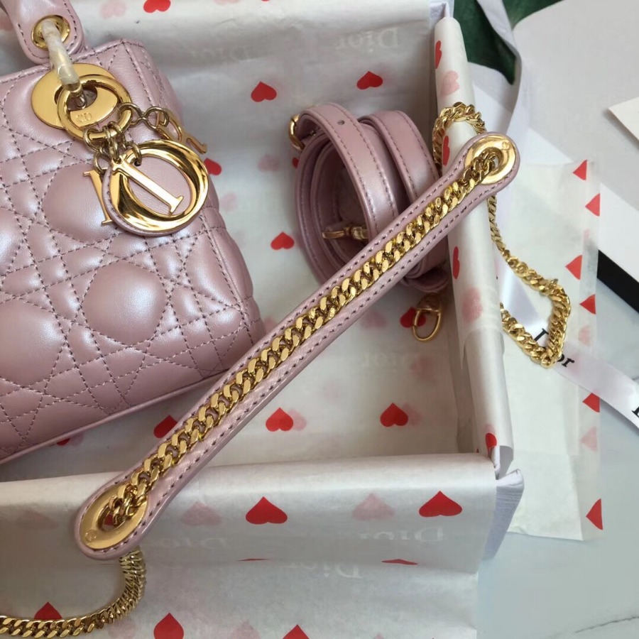 MINI LADY DIOR LAMBSKIN BAG, Strap long about 120cm, Christian Dior CD Handbags