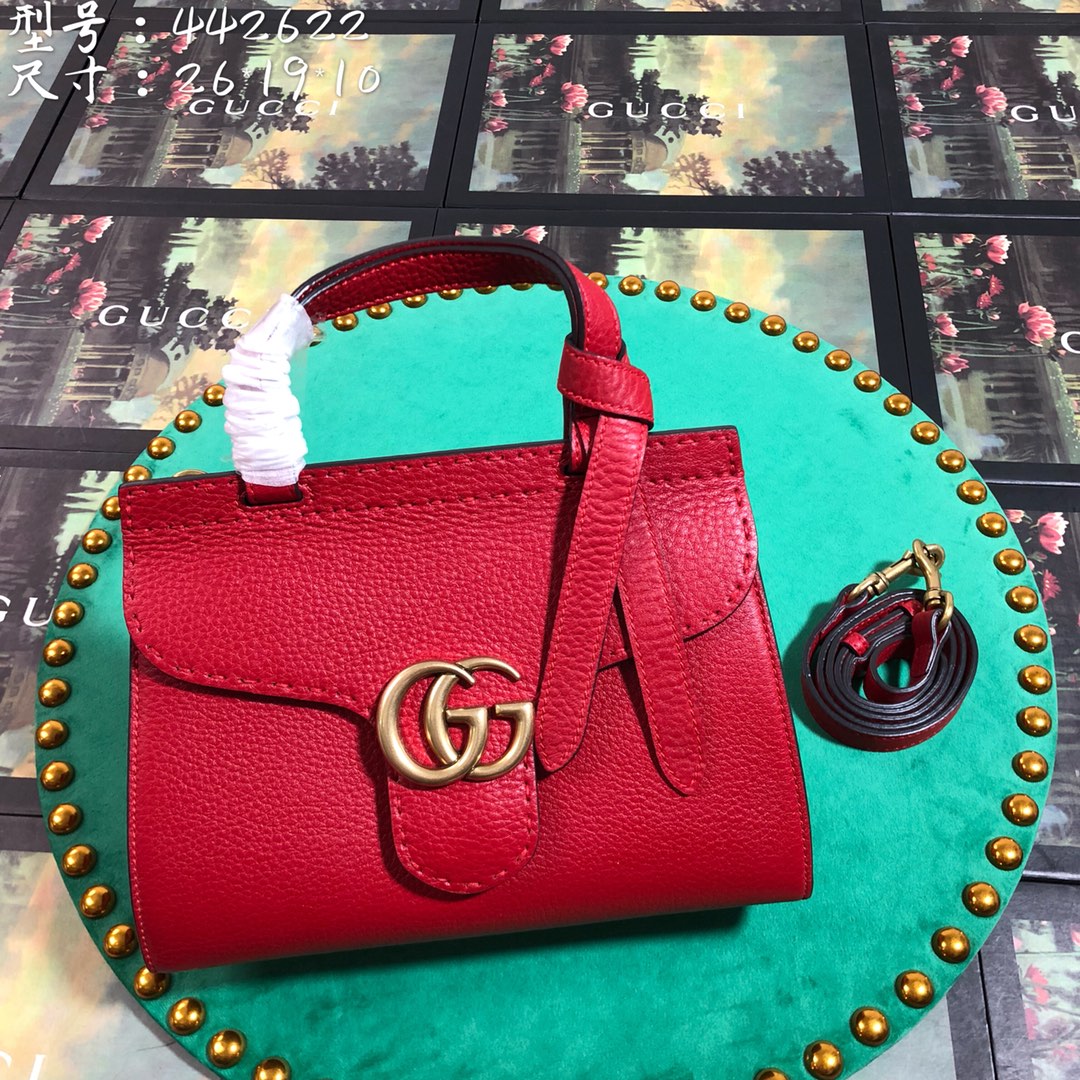 GUCCI GG Marmont leather top handle mini bag, 442622