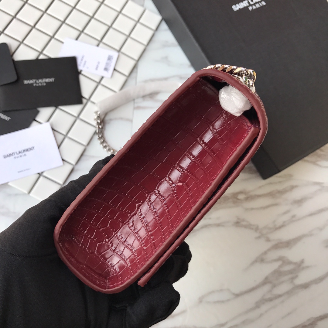 354119 KATE MEDIUM WITH TASSEL IN EMBOSSED CROCODILE SHINY LEATHER, STRAP DROP: 48CM, YSL Saint Laurent