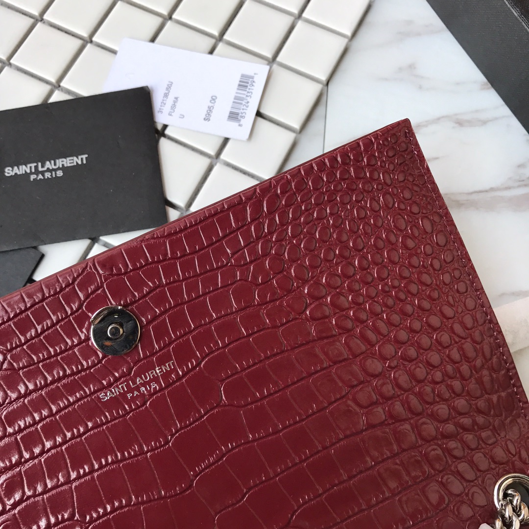 354119 KATE MEDIUM WITH TASSEL IN EMBOSSED CROCODILE SHINY LEATHER, STRAP DROP: 48CM, YSL Saint Laurent