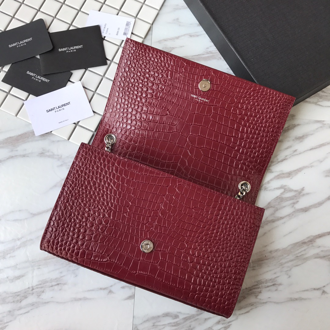 354119 KATE MEDIUM WITH TASSEL IN EMBOSSED CROCODILE SHINY LEATHER, STRAP DROP: 48CM, YSL Saint Laurent