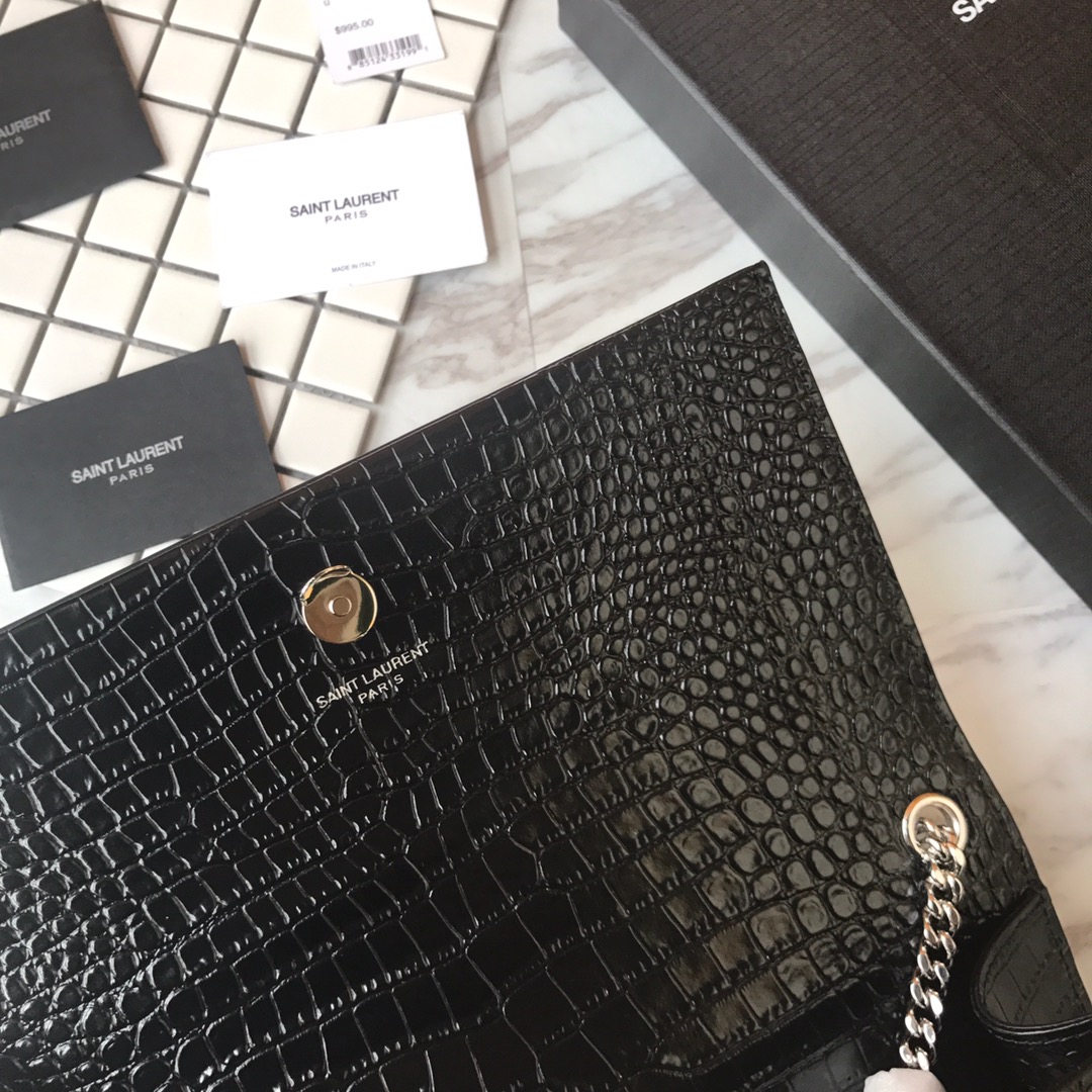 354119 KATE MEDIUM WITH TASSEL IN EMBOSSED CROCODILE SHINY LEATHER, STRAP DROP: 48CM, YSL Saint Laurent