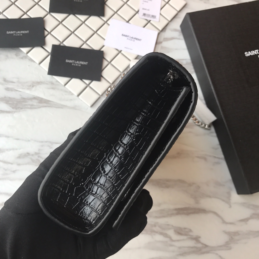 354119 KATE MEDIUM WITH TASSEL IN EMBOSSED CROCODILE SHINY LEATHER, STRAP DROP: 48CM, YSL Saint Laurent