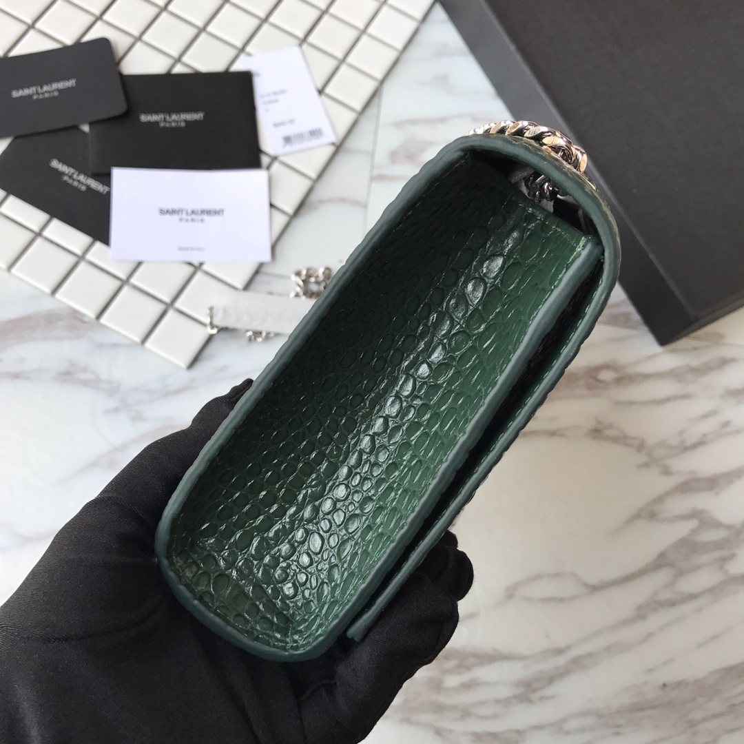 354119 KATE MEDIUM WITH TASSEL IN EMBOSSED CROCODILE SHINY LEATHER, STRAP DROP: 48CM, YSL Saint Laurent