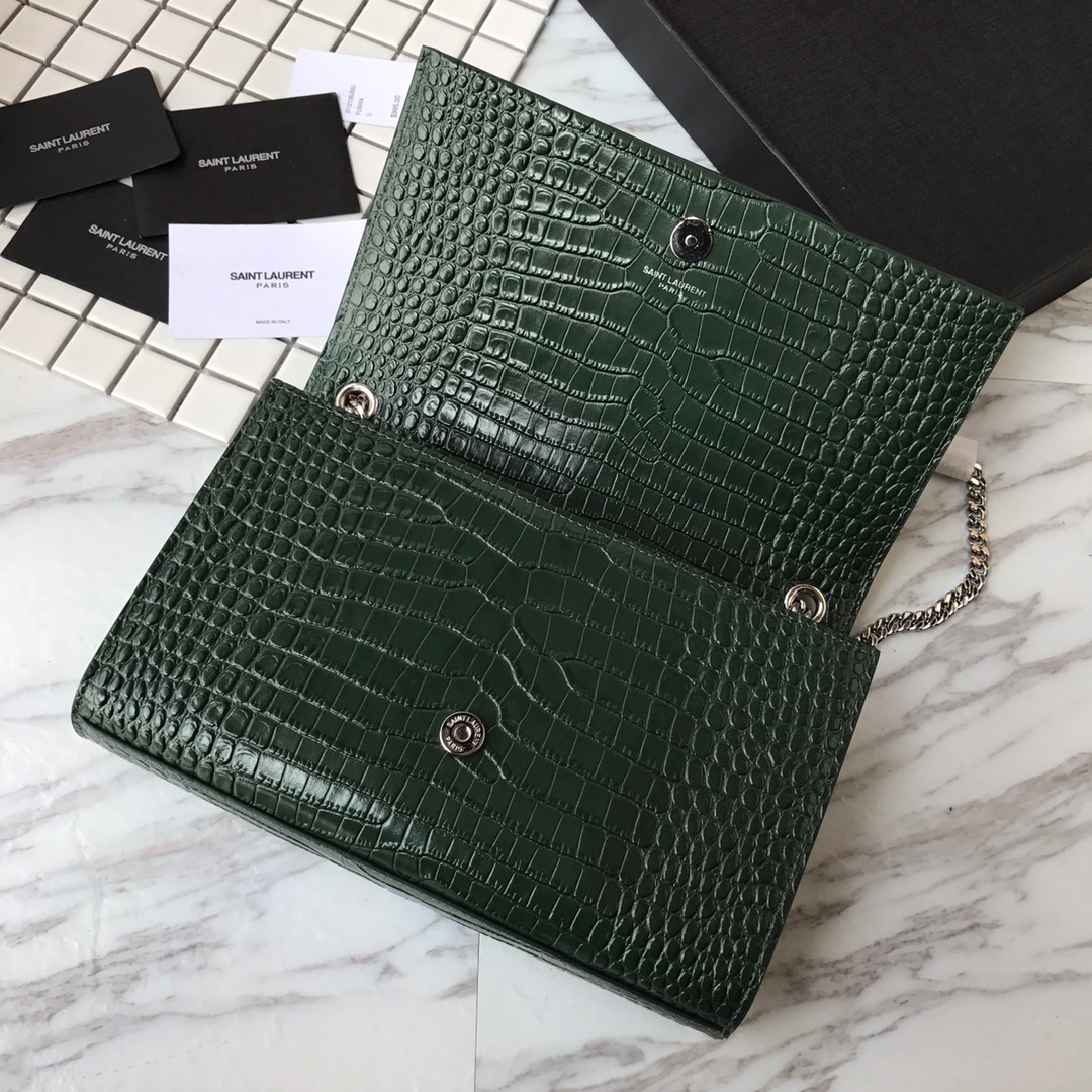 354119 KATE MEDIUM WITH TASSEL IN EMBOSSED CROCODILE SHINY LEATHER, STRAP DROP: 48CM, YSL Saint Laurent