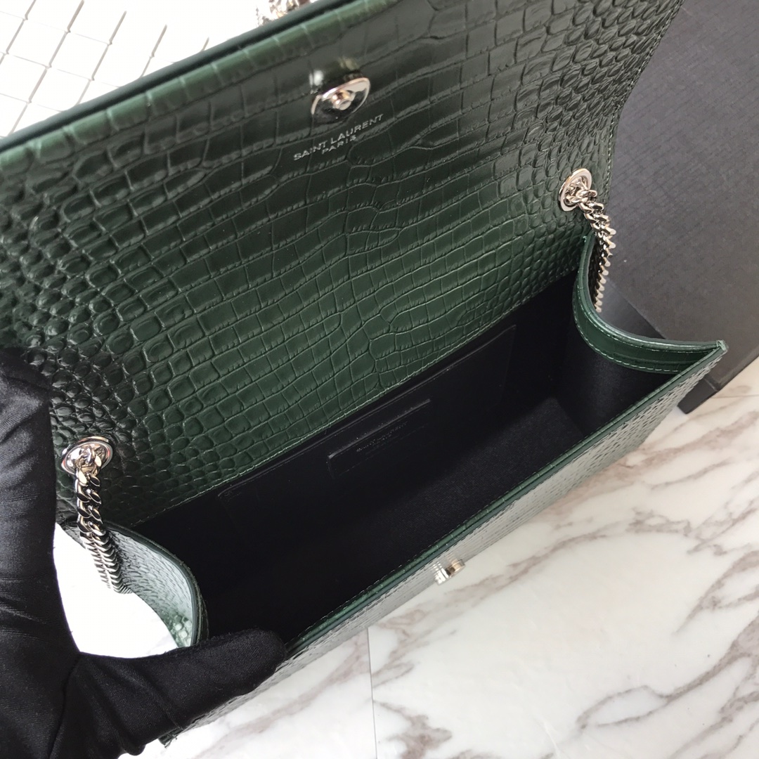 354119 KATE MEDIUM WITH TASSEL IN EMBOSSED CROCODILE SHINY LEATHER, STRAP DROP: 48CM, YSL Saint Laurent