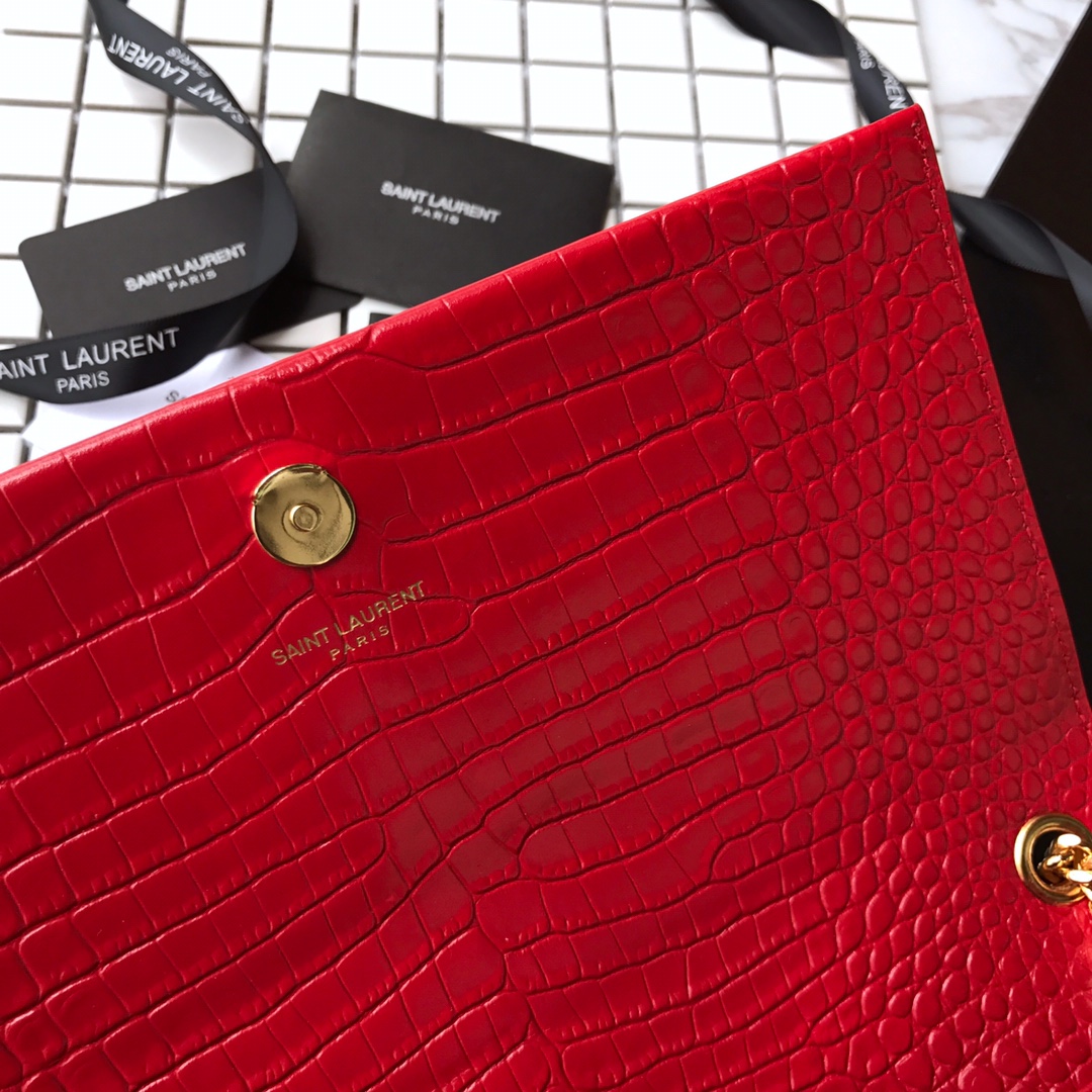 354119 KATE MEDIUM WITH TASSEL IN EMBOSSED CROCODILE SHINY LEATHER, STRAP DROP: 48CM, YSL Saint Laurent