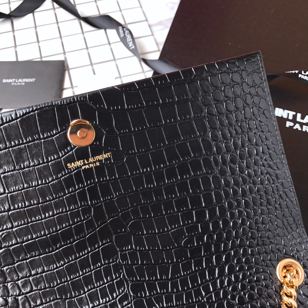 354119 KATE MEDIUM WITH TASSEL IN EMBOSSED CROCODILE SHINY LEATHER, STRAP DROP: 48CM, YSL Saint Laurent