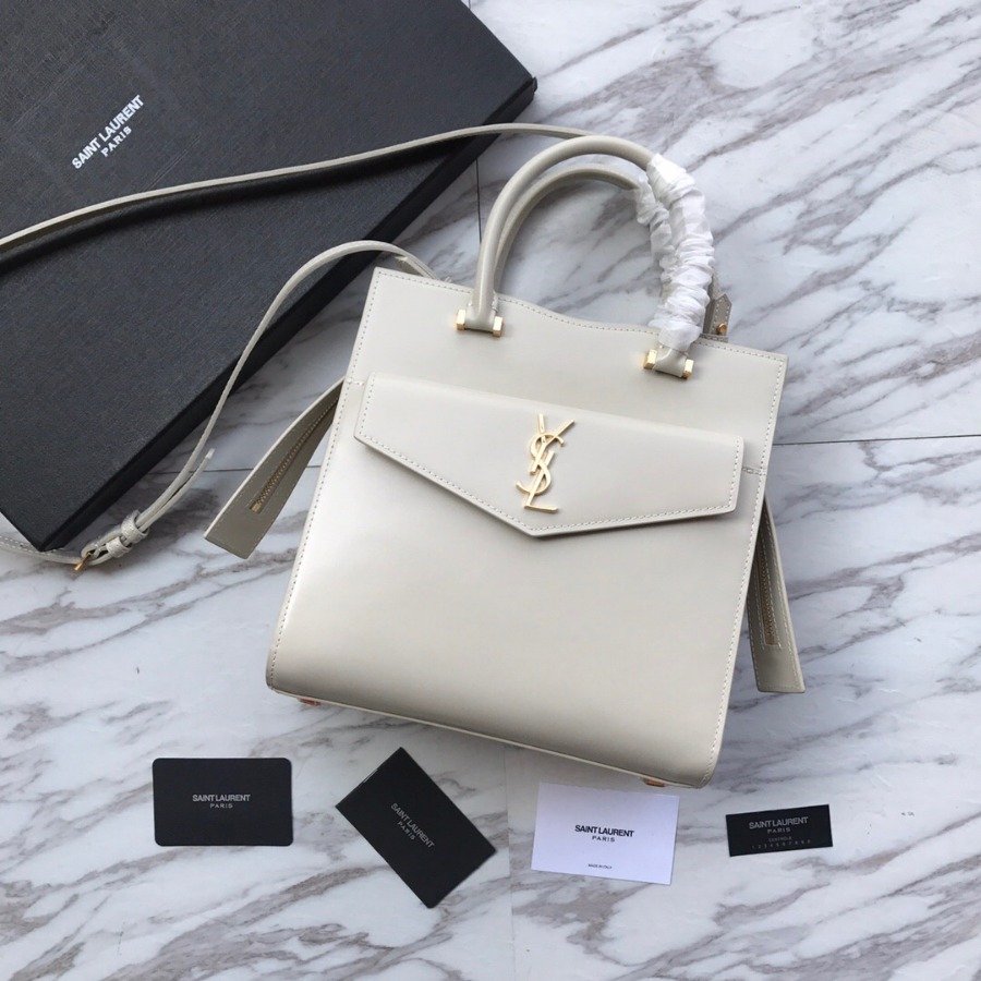 UPTOWN SMALL TOTE IN SHINY SMOOTH LEATHER, YSL Saint Laurent