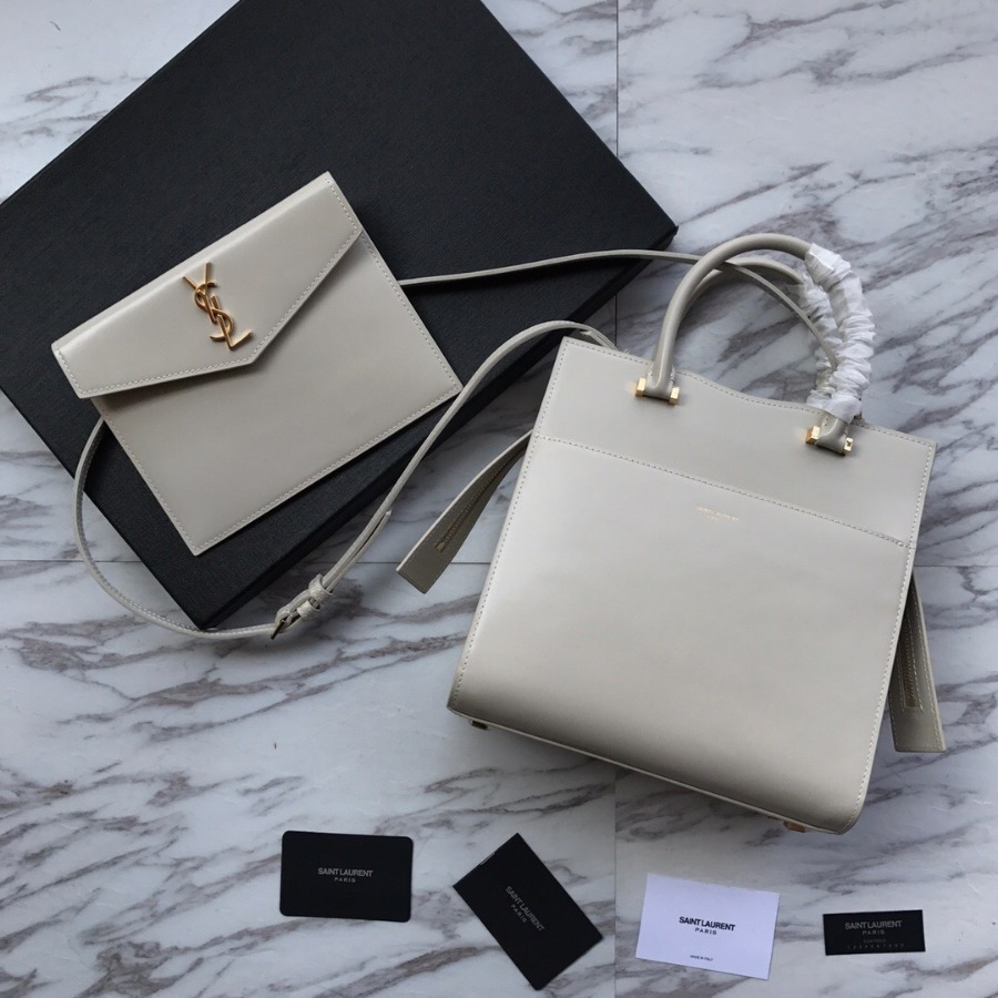 UPTOWN SMALL TOTE IN SHINY SMOOTH LEATHER, YSL Saint Laurent