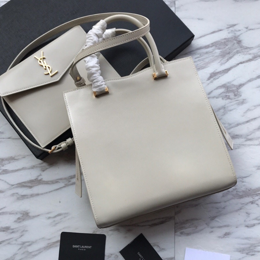 UPTOWN SMALL TOTE IN SHINY SMOOTH LEATHER, YSL Saint Laurent