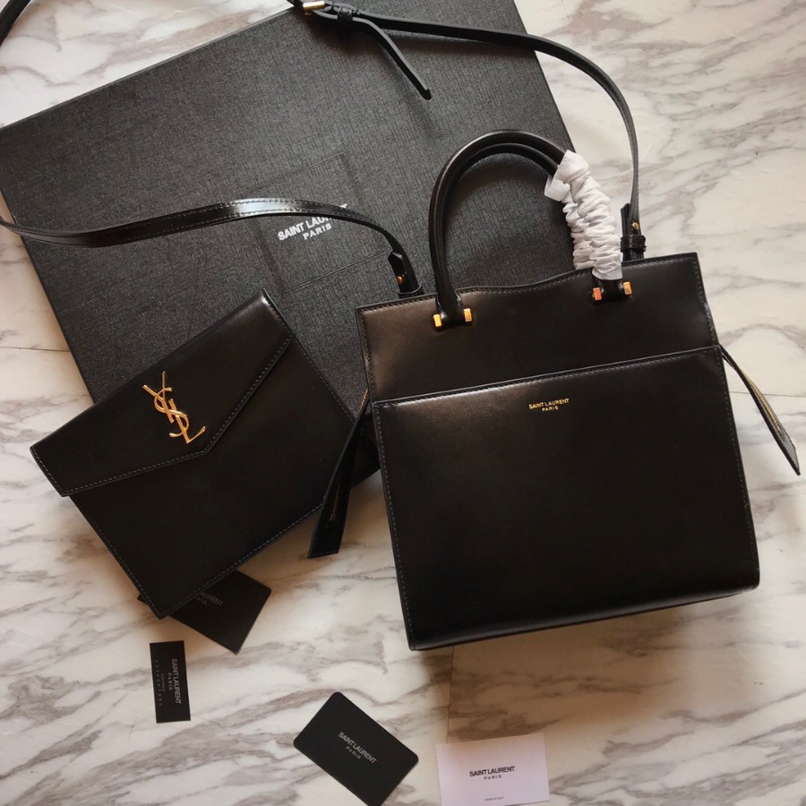 UPTOWN SMALL TOTE IN SHINY SMOOTH LEATHER, YSL Saint Laurent