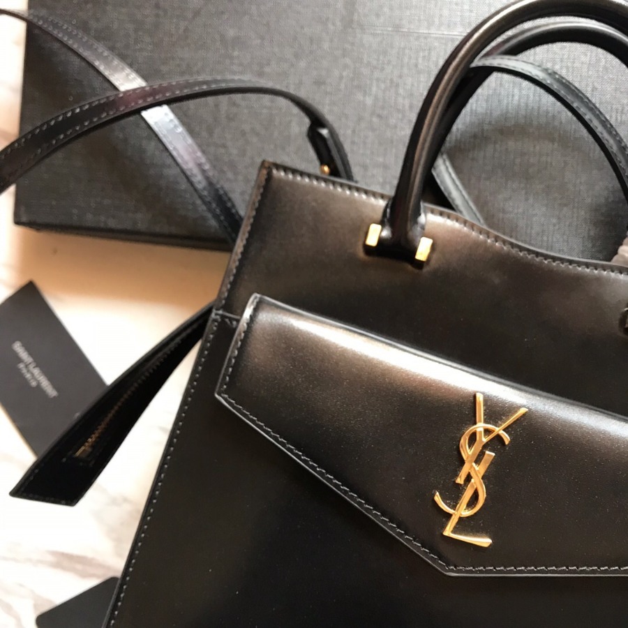 UPTOWN SMALL TOTE IN SHINY SMOOTH LEATHER, YSL Saint Laurent