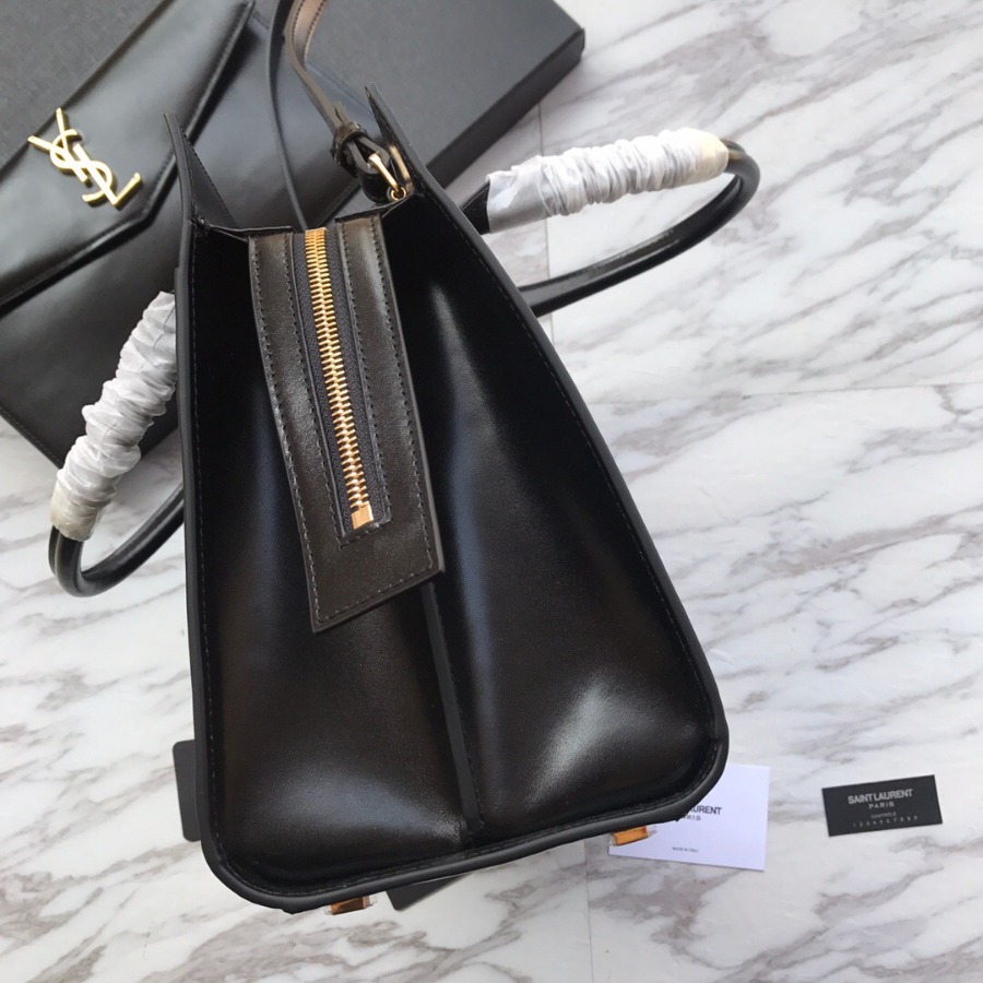 MEDIUM UPTOWN TOTE IN SHINY SMOOTH LEATHER, YSL Saint Laurent