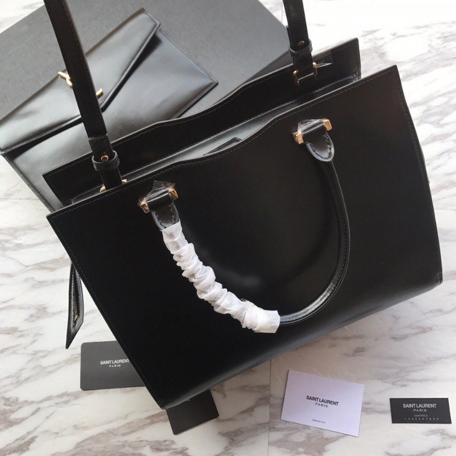 MEDIUM UPTOWN TOTE IN SHINY SMOOTH LEATHER, YSL Saint Laurent