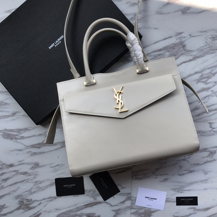 MEDIUM UPTOWN TOTE IN SHINY SMOOTH LEATHER, YSL Saint Laurent