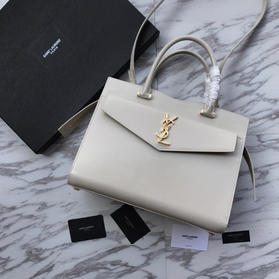 MEDIUM UPTOWN TOTE IN SHINY SMOOTH LEATHER, YSL Saint Laurent
