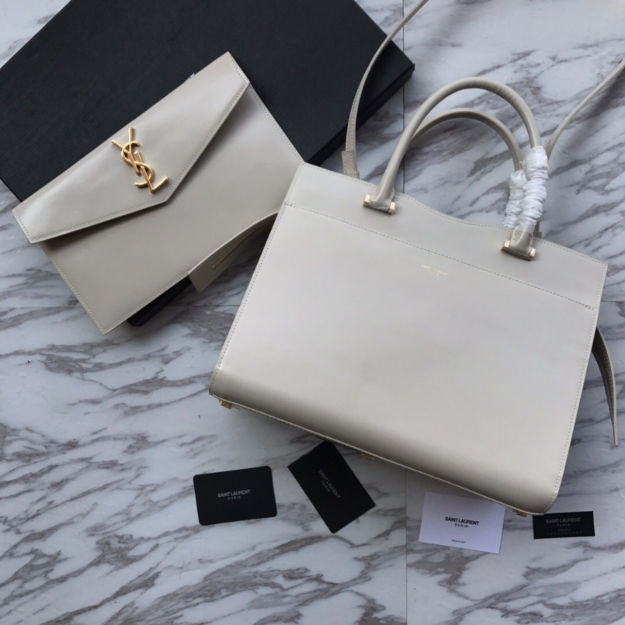 MEDIUM UPTOWN TOTE IN SHINY SMOOTH LEATHER, YSL Saint Laurent