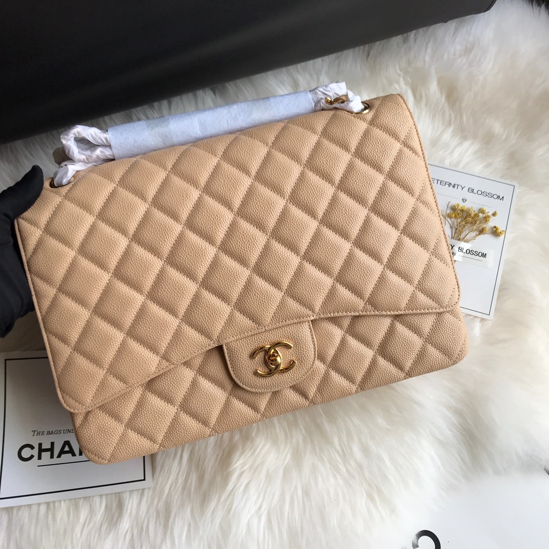 A58601 maxi classic handbag, CHANEL Grained Calfskin 33cm / 12.9in