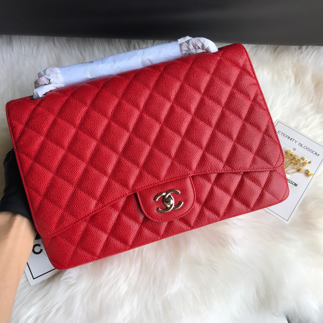 A58601 maxi classic handbag, CHANEL Grained Calfskin 33cm / 12.9in