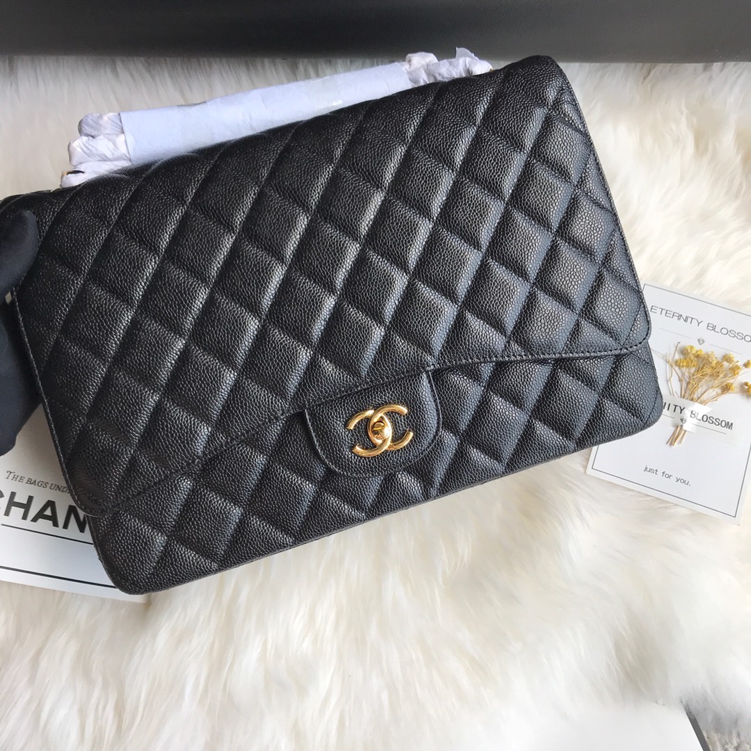 A58601 maxi classic handbag, CHANEL Grained Calfskin 33cm / 12.9in