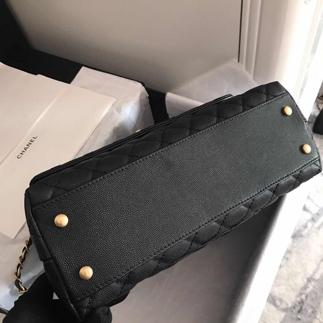 A92991, Flap Bag with Top Handle, CHANEL Handbags, Caviar, Grained Calfskin, Lizard & Gold-Tone Metal