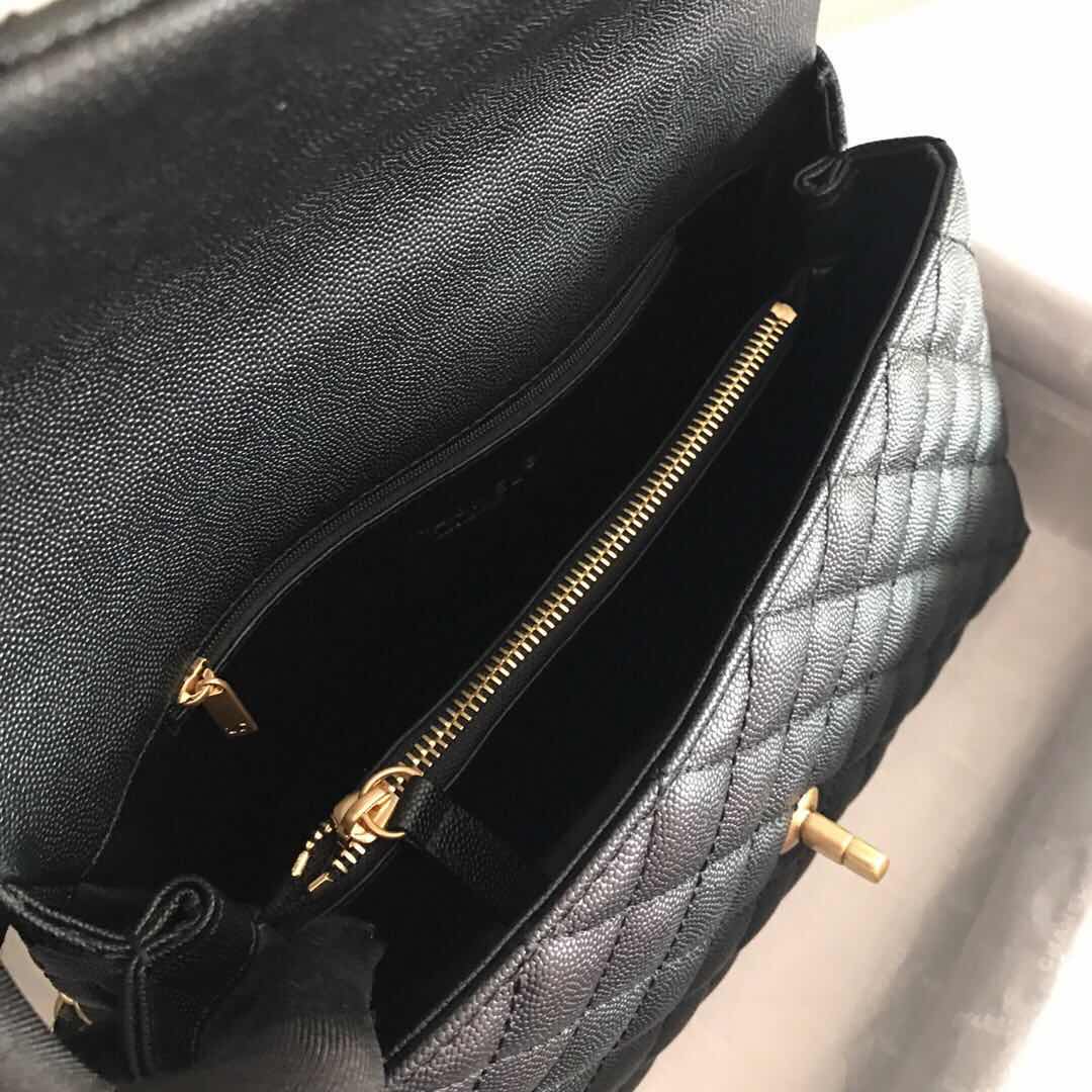 A92991, Flap Bag with Top Handle, CHANEL Handbags, Caviar, Grained Calfskin, Lizard & Gold-Tone Metal