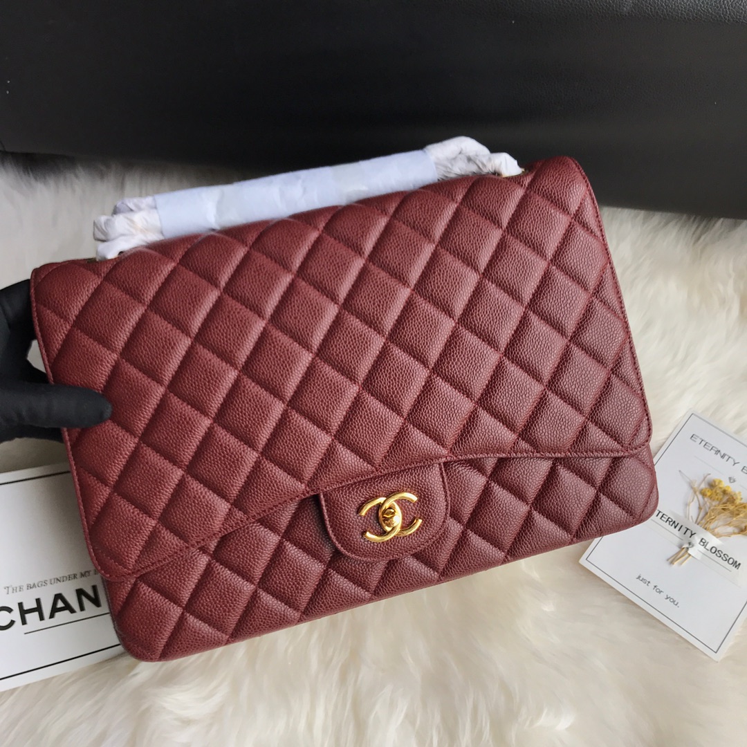 A58601 maxi classic handbag, CHANEL Grained Calfskin 33cm / 12.9in