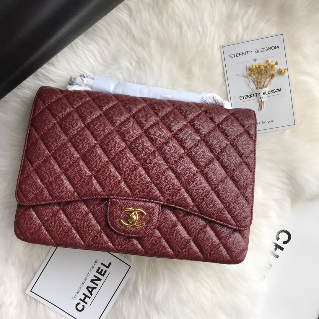 A58601 maxi classic handbag, CHANEL Grained Calfskin 33cm / 12.9in