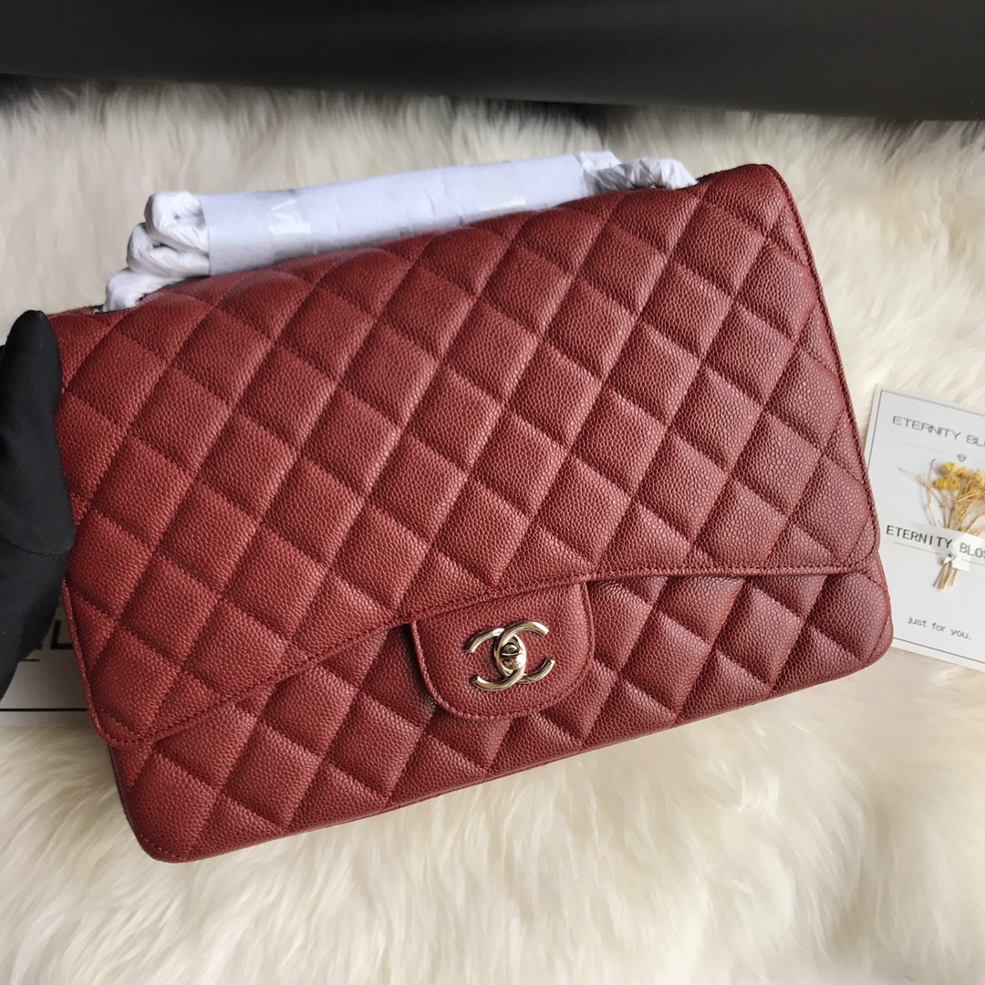 A58601 maxi classic handbag, CHANEL Grained Calfskin 33cm / 12.9in
